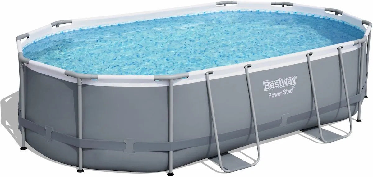 Bestway Power Steel ovaal zwembad - 488 x 305 x 107 cm - met filterpomp en accessoires
