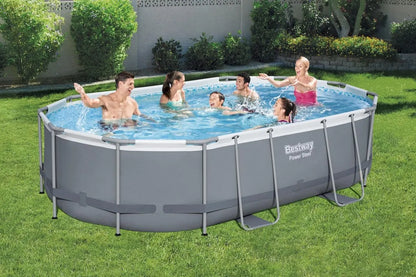 Bestway Power Steel ovaal zwembad - 488 x 305 x 107 cm - met filterpomp en accessoires