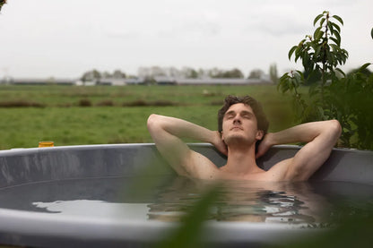 Houtgestookte hottub Intern met filteraansluiting - rond - 3-4 personen - Grijs