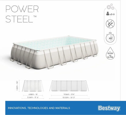 Bestway Power Steel zwembad - 956 x 488 x 132 cm - met zandfilterpomp en accessoires
