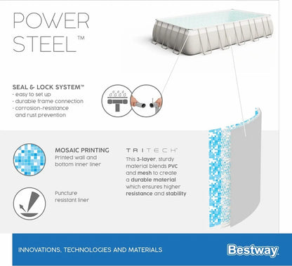 Bestway Power Steel zwembad - 956 x 488 x 132 cm - met zandfilterpomp en accessoires